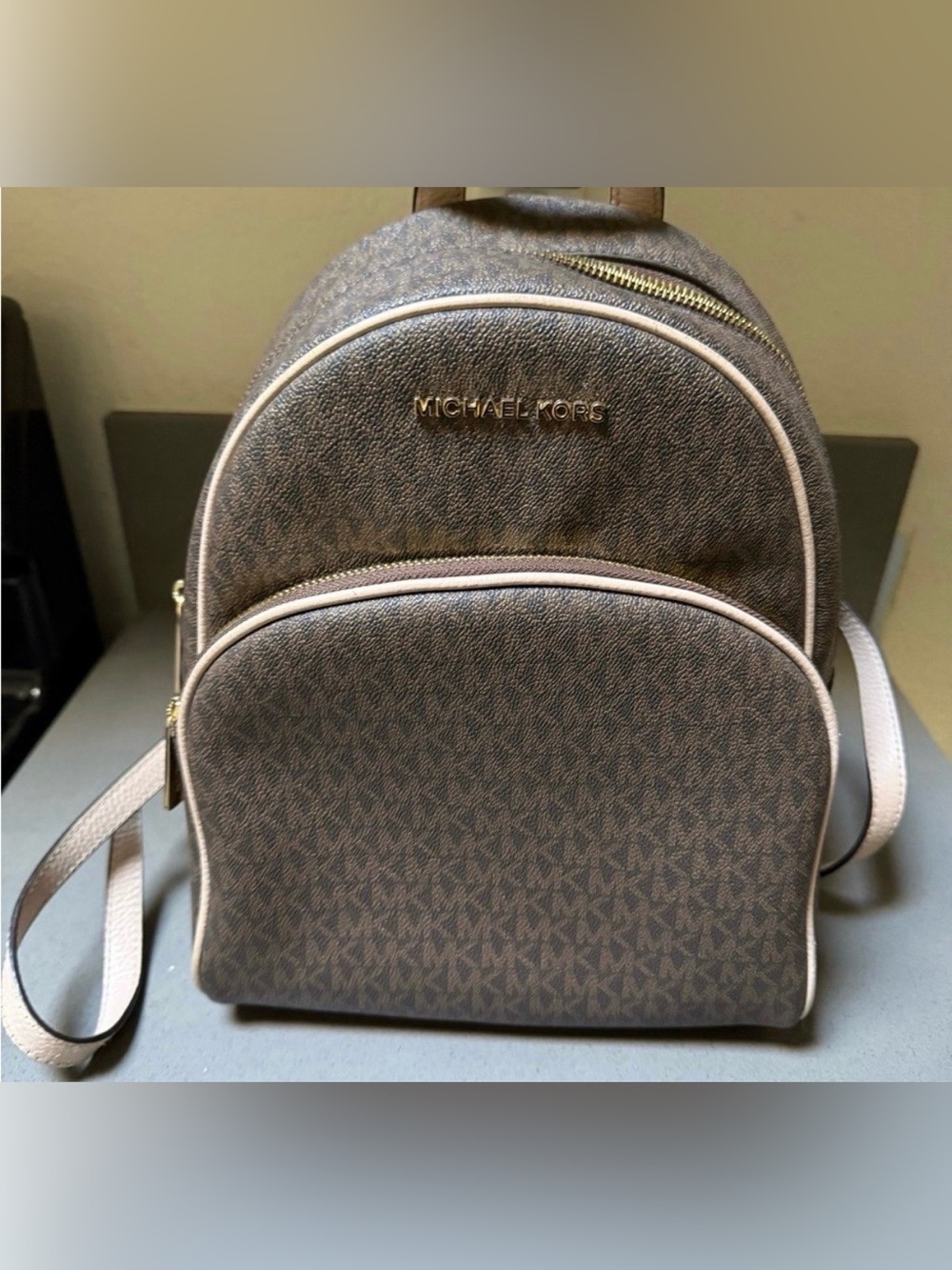 Michael Kors Taupe/Brown Signature Mini Backpack